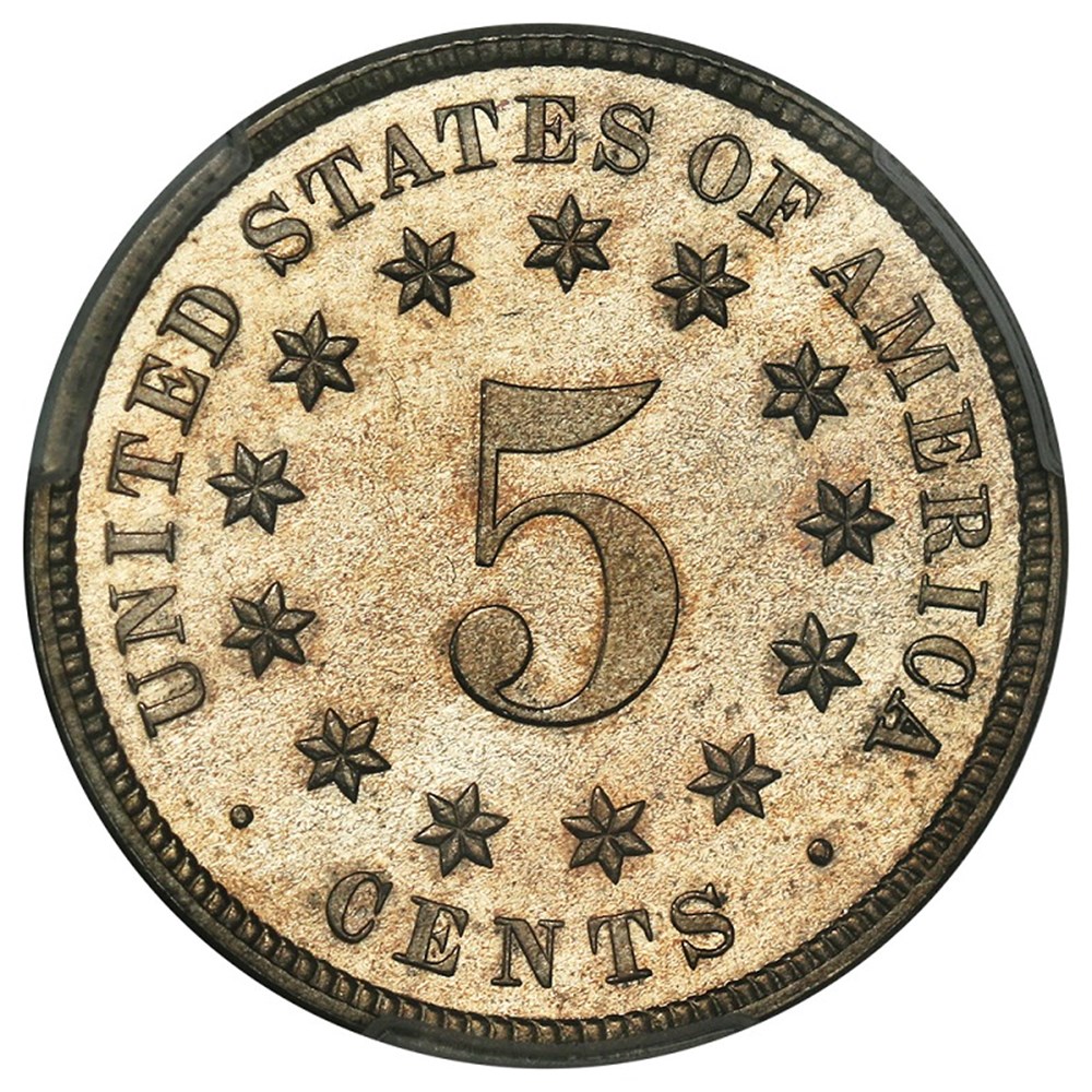 United States: 1883 copper-nickel proof 5-cents, Shield type 4 coins united states 1883 copper nickel proof 5 cents shield type