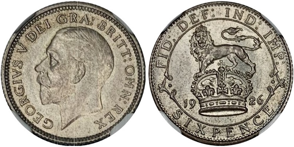 coins world united kingdom great britain silver sixpence of george v 1926 small bust type