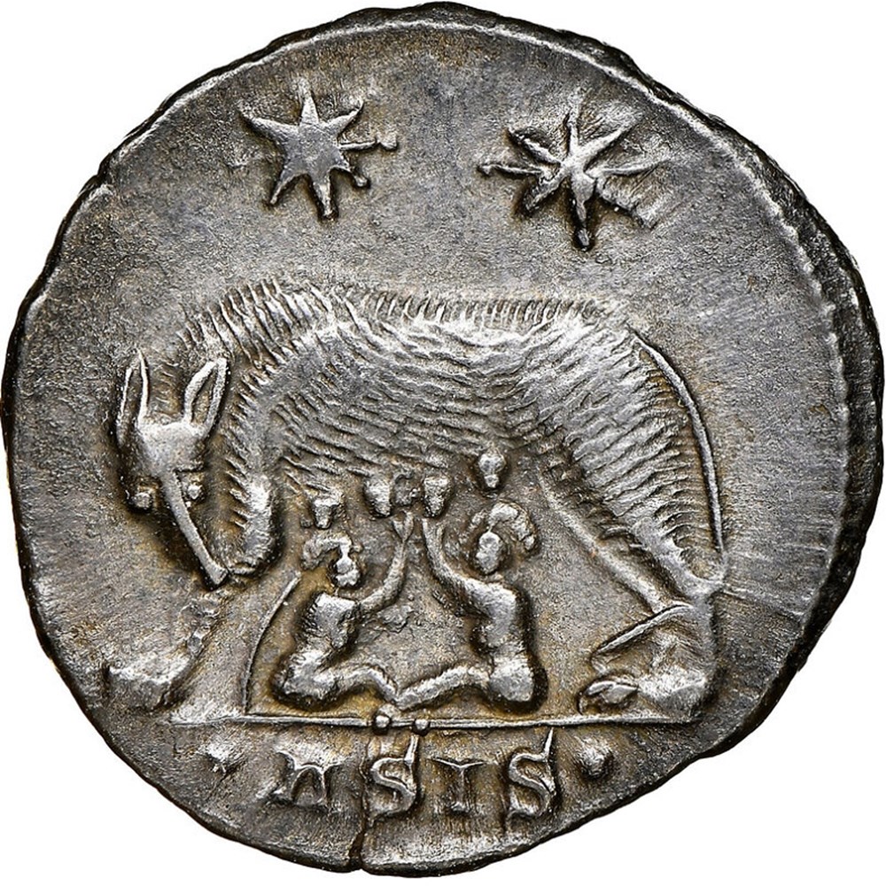Roman Empire: ca. 330-340 AD billon reduced centenionalis; VRBS ROMA city commemorative 4 coins ancient to romans imperial and republican roman empire ca 330 340 ad billon reduced centenionalis vrbs roma city commemorative