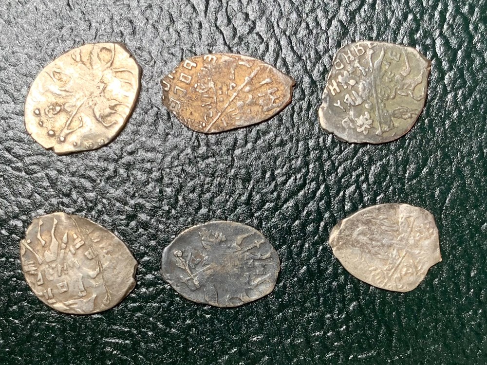 primitive europe 6 coins russia ca 1533 1717 silver wire money