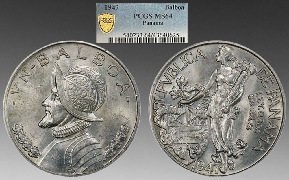 Panama: 1947 silver Balboa coins world panama 1947 silver balboa