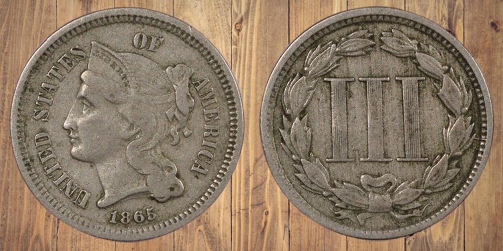 United States: copper-nickel 3-cent piece, 1865 3 coins world united states copper nickel 3 cent piece 1865