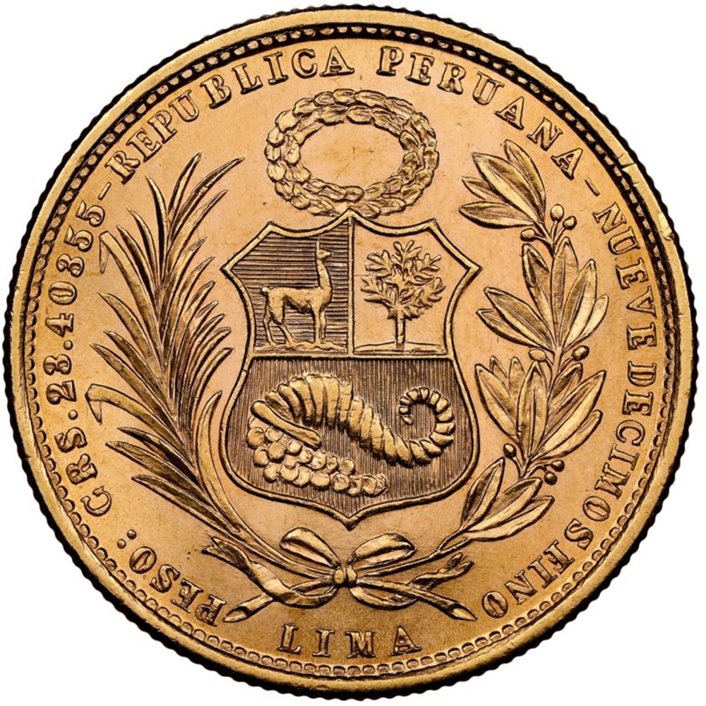 coins world peru 1965 gold 50 soles de oro