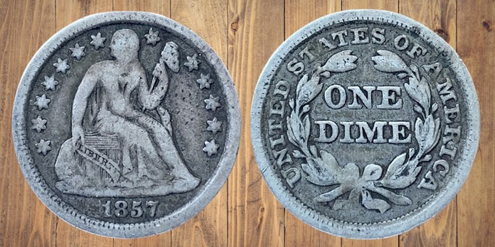 coins world united states silver seated liberty dime 1857