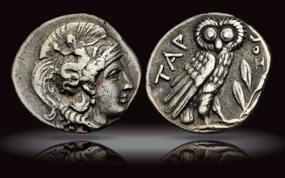 coins ancient to greek greece spartans in taras calabria italy ca 302 281 bc silver drachm