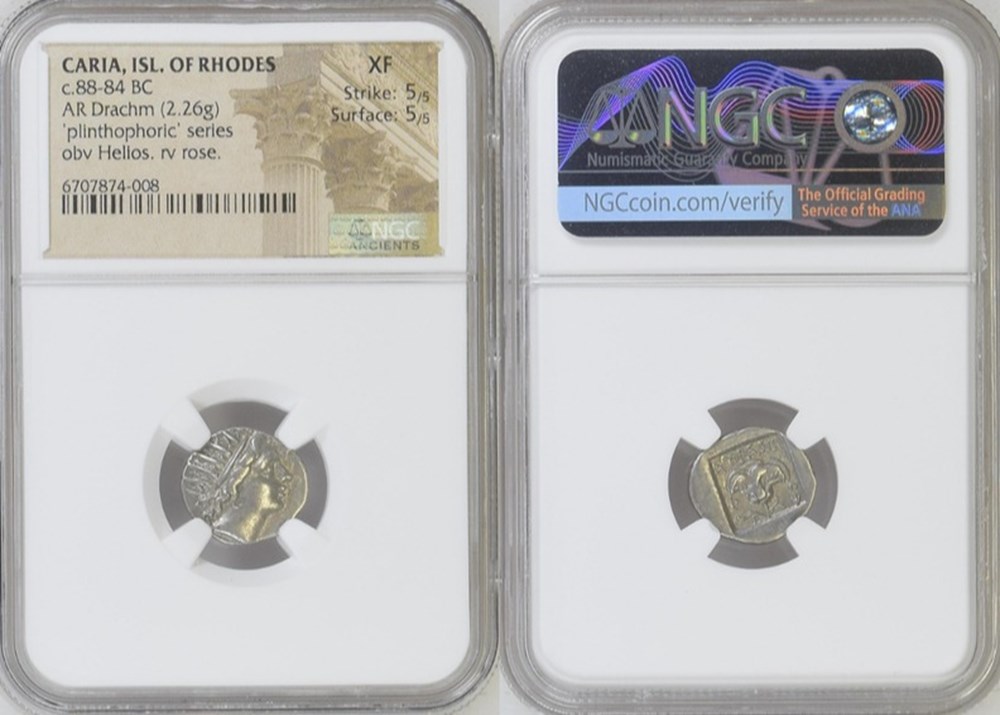 Greece (Carian Islands, Rhodes): ca. 88-84 BC silver drachm 5 coins ancient to greek greece carian islands rhodes ca 88 84 bc silver drachm