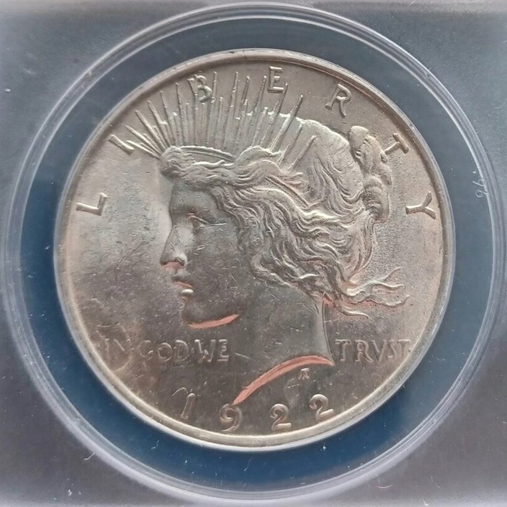coins world united states 1922 silver peace dollar anacs ms62