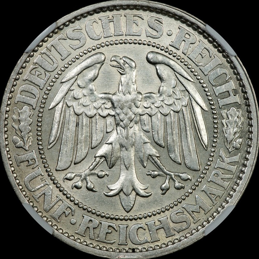 Germany (Weimar Republic), 1927-A silver 5 marks, Oak Tree type 4 coins world germany weimar republic 1927 a silver 5 marks oak tree type