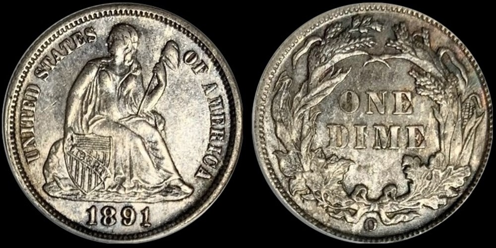 coins world united states silver dime seated liberty type 1891 o