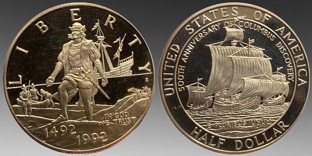 (3 coins) 1474-1992 Spain & USA: trio of Christopher Columbus-related coins 4 3 coins 1474 1992 spain usa trio of christopher columbus related coins