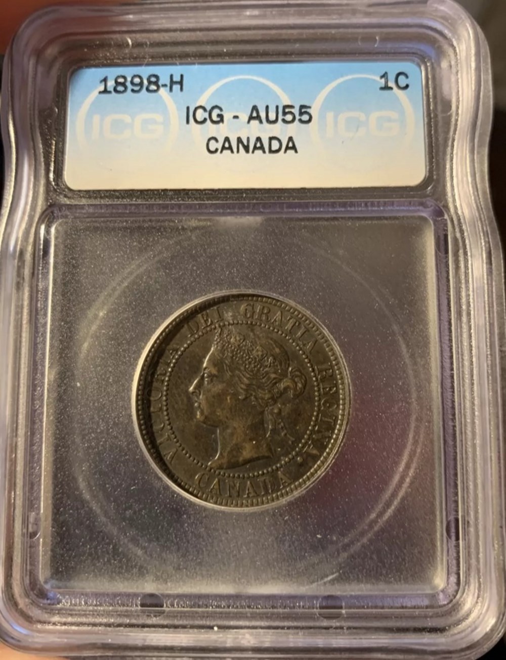 Canada: 1898-H bronze large cent of Queen Victoria (ICG AU55) 4 coins world canada 1898 h bronze large cent of queen victoria icg au55