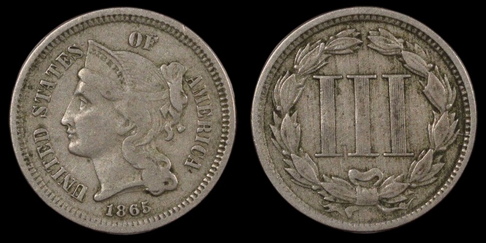 United States: copper-nickel 3-cent piece, 1865 2 coins world united states copper nickel 3 cent piece 1865