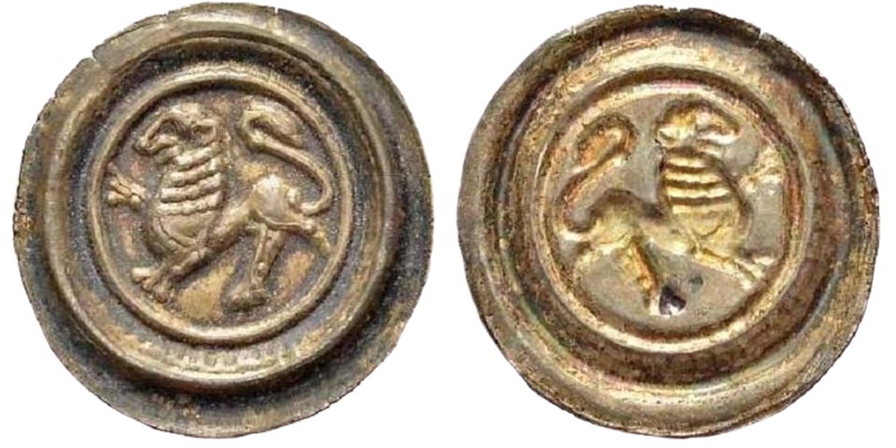 German States (Brunswick-Lüneburg): ca. 1195-1213 silver bracteate of William Longsword 4 coins european medieval to holy roman empire german states brunswick luneburg ca 1195 1213 silver bracteate of william longsword
