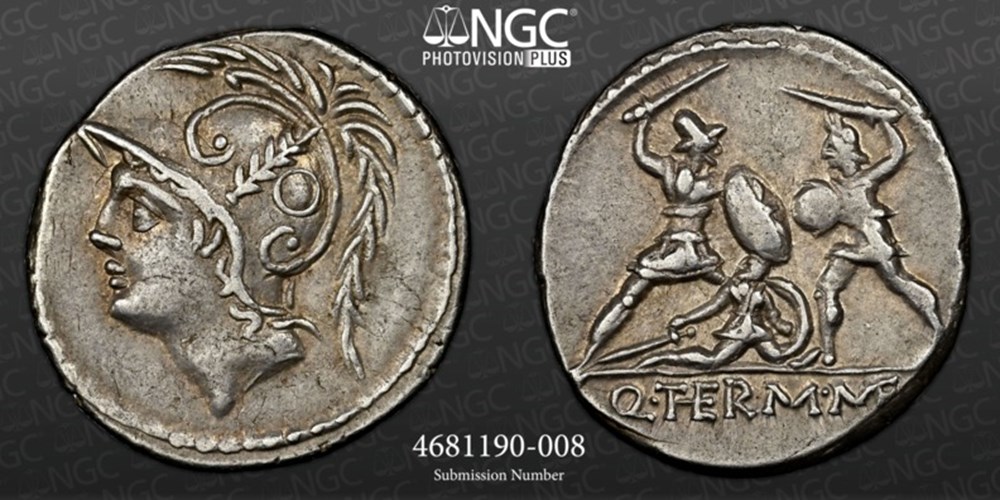 coins ancient to romans imperial and republican roman republic ca 103 bc silver denarius of q minucius thermus