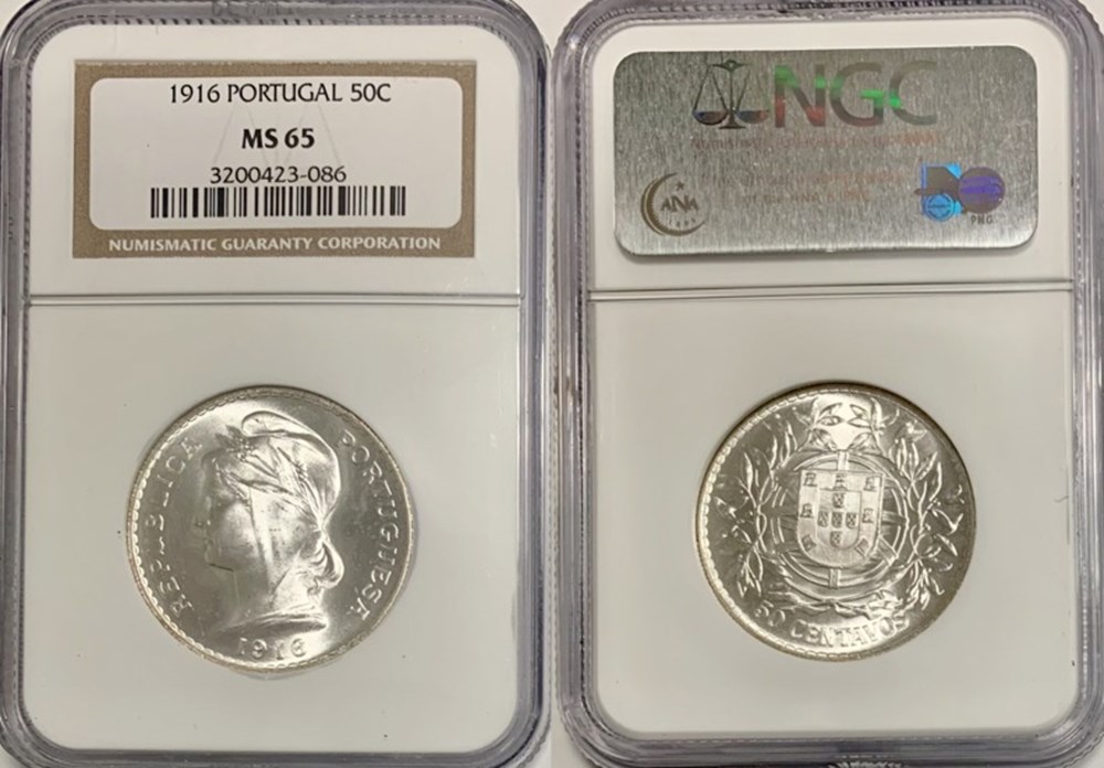 Portugal: silver 50 centavos, 1916 5 coins world portugal silver 50 centavos 1916