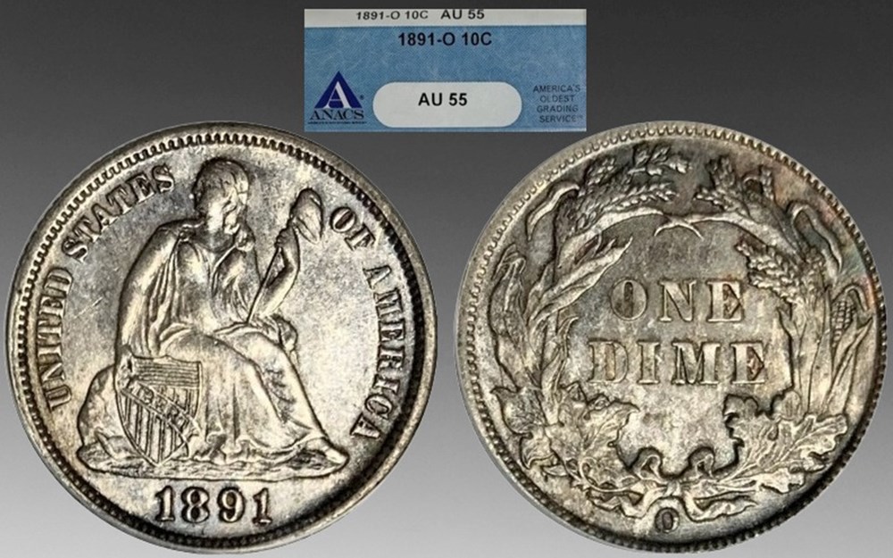 coins world united states silver dime seated liberty type 1891 o