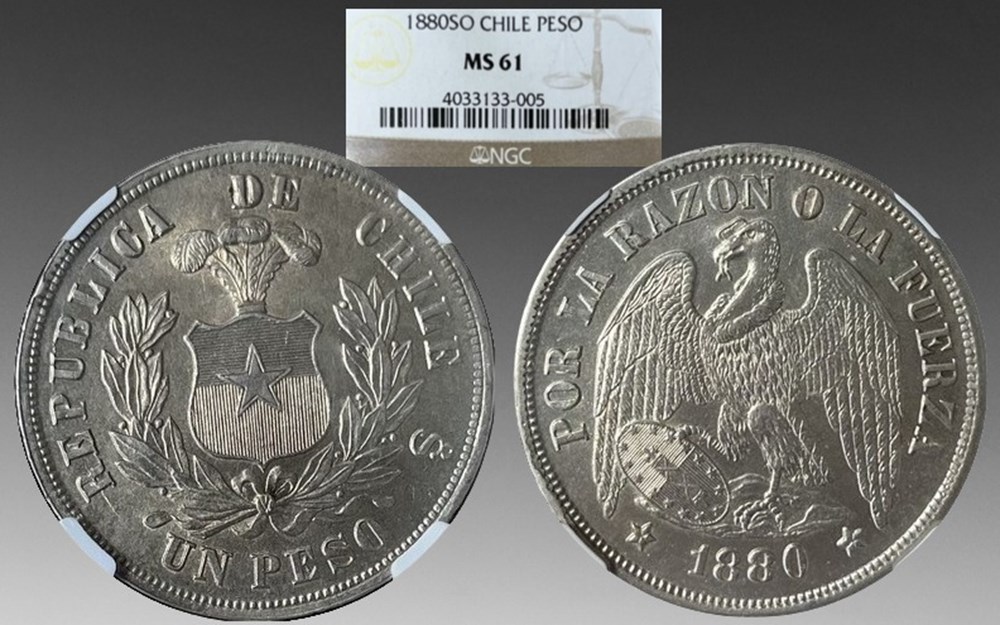 coins world chile 1880 so silver peso santiago mint