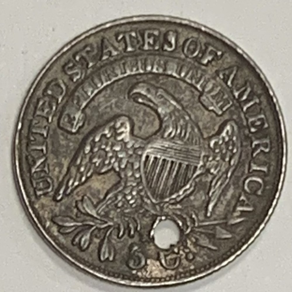 coins world united states usa 1832 capped bust half dime holed