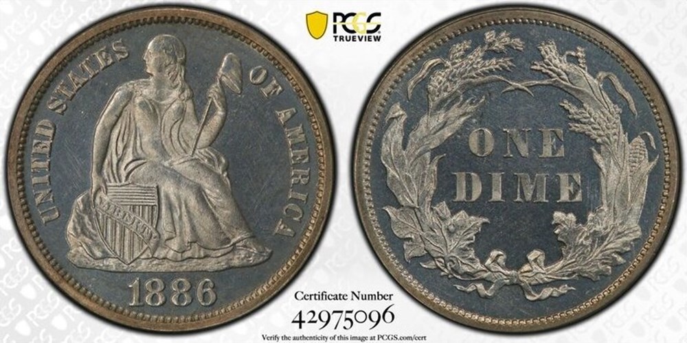 coins united states 1886 silver proof seated liberty dime