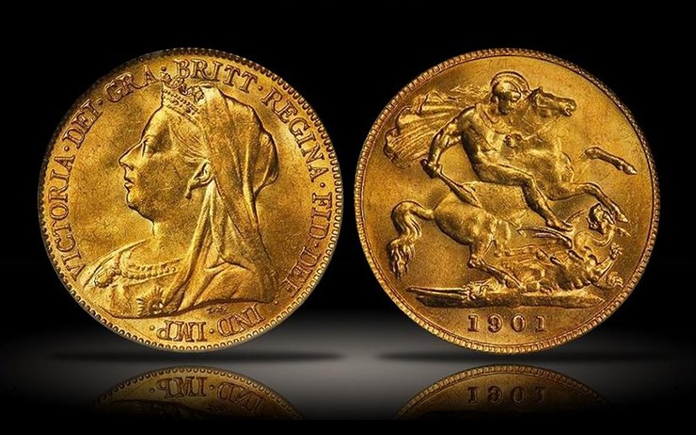 Great Britain: 1901 gold half-sovereign of Queen Victoria, from the Dr. Jacob Terner collection 4 coins world united kingdom great britain 1901 gold half sovereign of queen victoria from the dr jacob terner collection