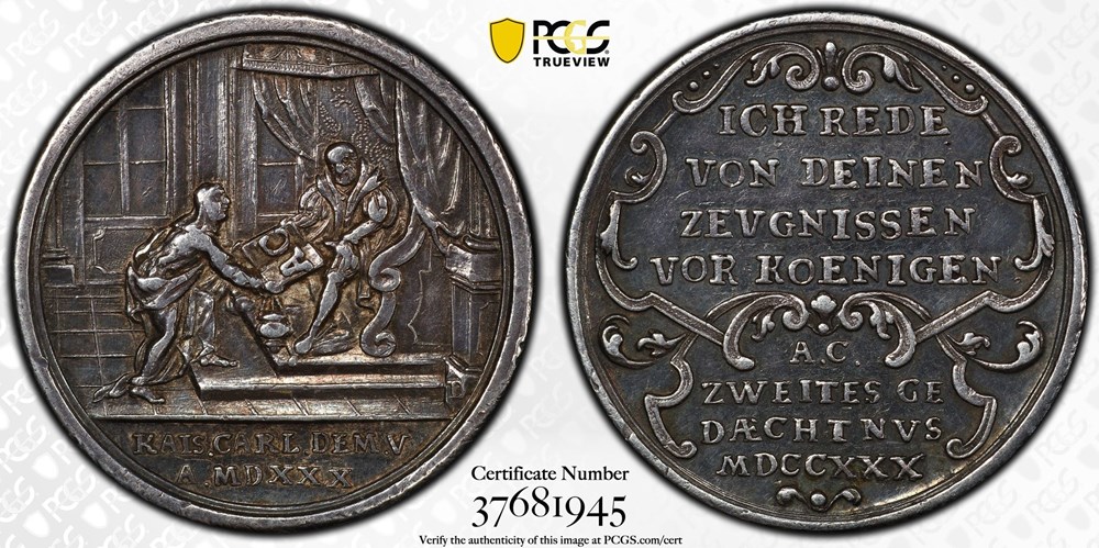 Germany (Nürnberg): 1730 silver Augsburg Confession medal by Daniel Dockler the Younger 2 coins exonumia tokens weights germany nurnberg 1730 silver augsburg confession medal by daniel dockler the younger