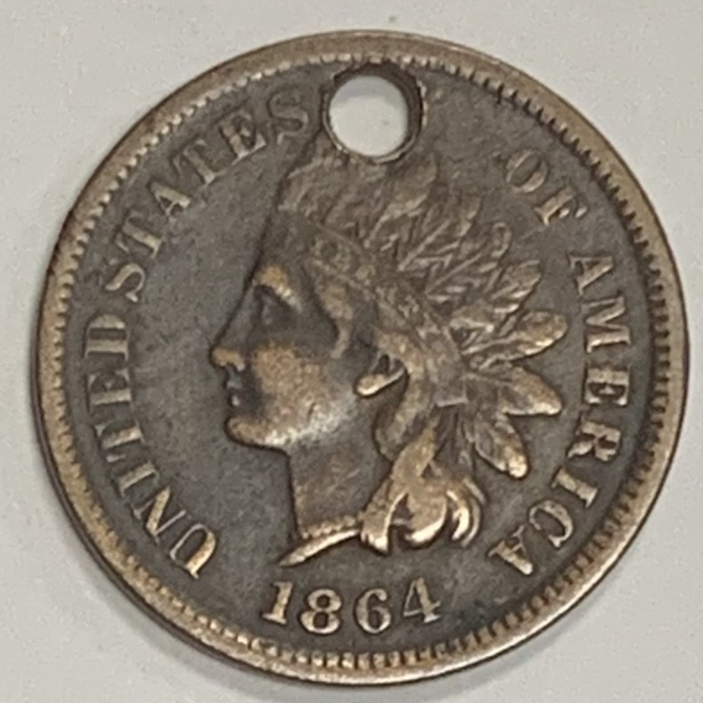 coins world united states usa 1864 l indian cent holed