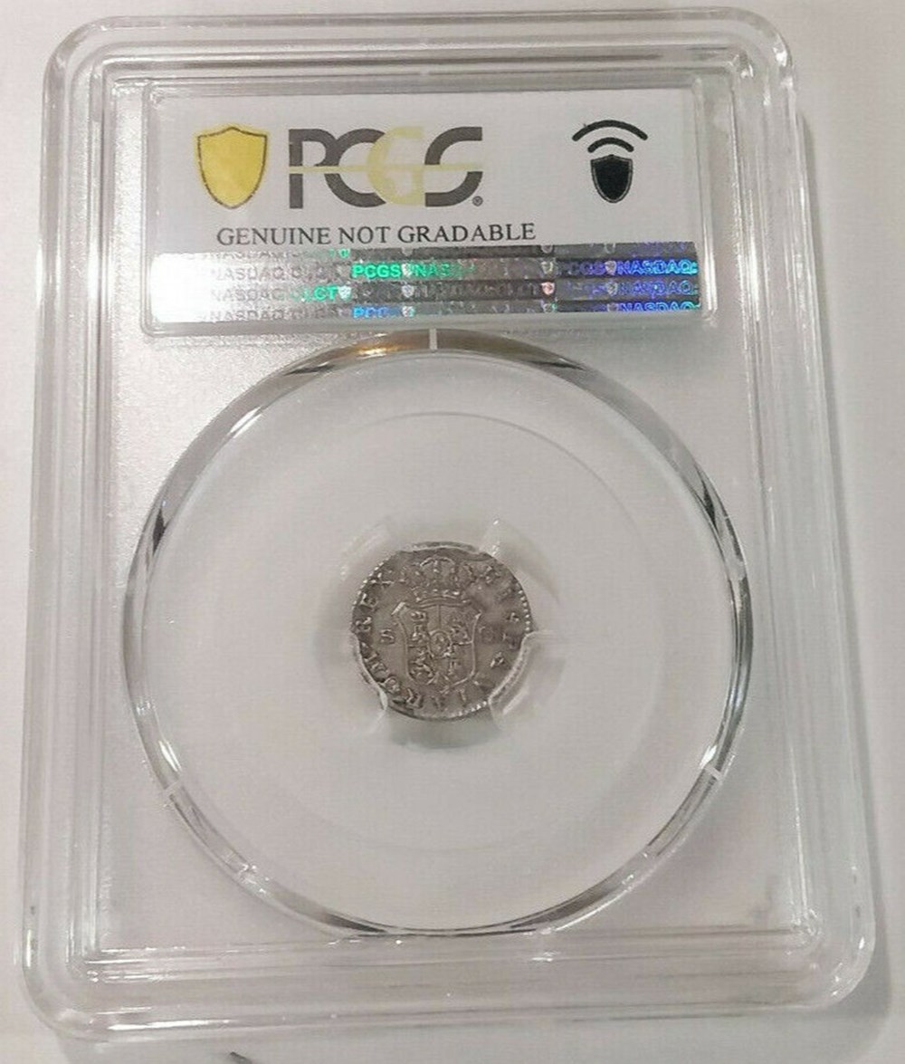 Spain: 1793-S CN silver half-real of Charles IV (PCGS AU details) 3 coins world spain 1793 s cn silver half real of charles iv pcgs au details