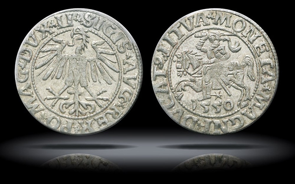 Lithuania: 1550 silver half-grosz of Sigismund II Augustus of Poland, Vilnius mint 4 coins european medieval to other lithuania 1550 silver half grosz of sigismund ii augustus of poland vilnius mint