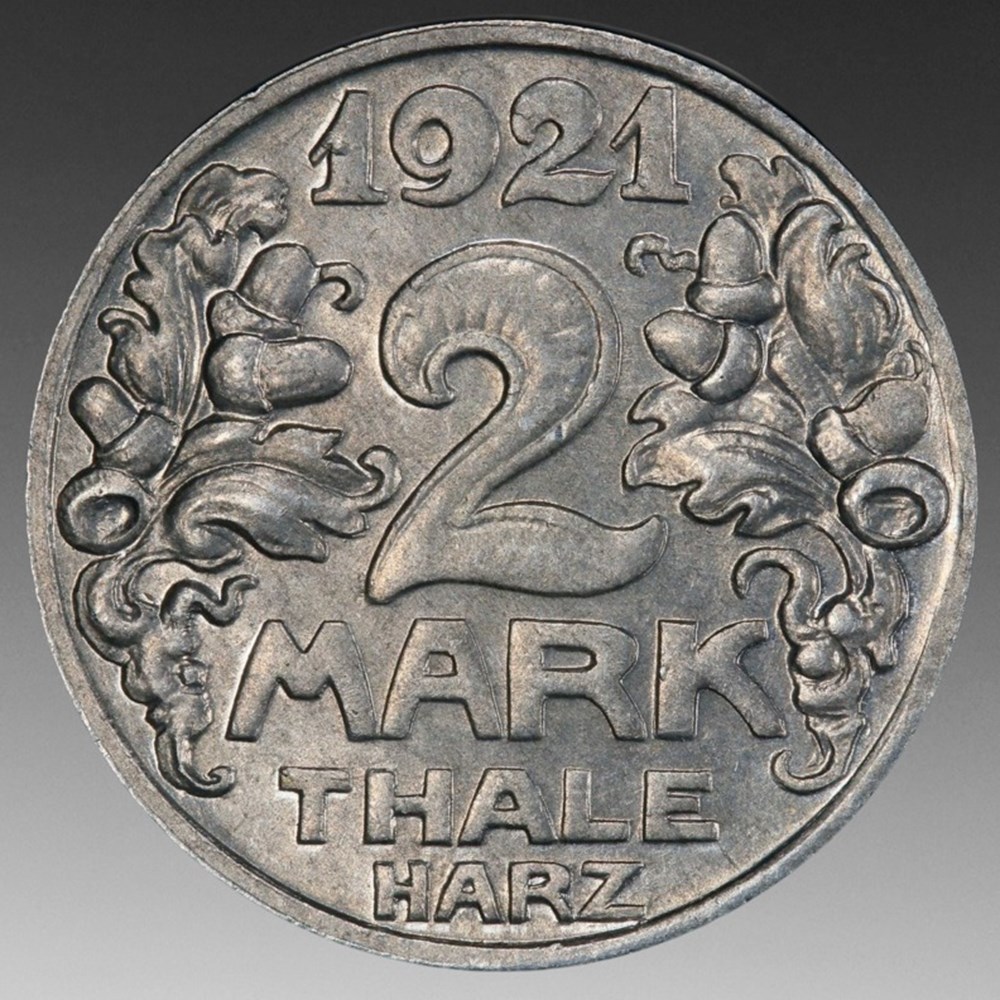 Germany (Thale am Harz in Saxony): 1921 aluminum 2-mark