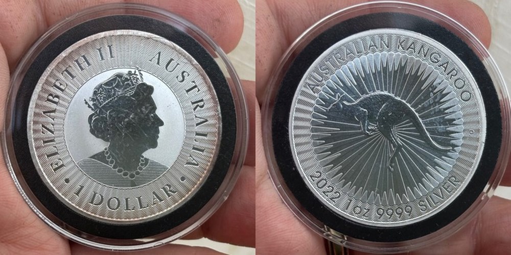 Australia: 2022-P silver dollar of Elizabeth II, Kangaroo bullion coin (1 ounce, .9999 fine) coins world australia 2022 p silver dollar of elizabeth ii kangaroo bullion coin 1 ounce 9999 fine