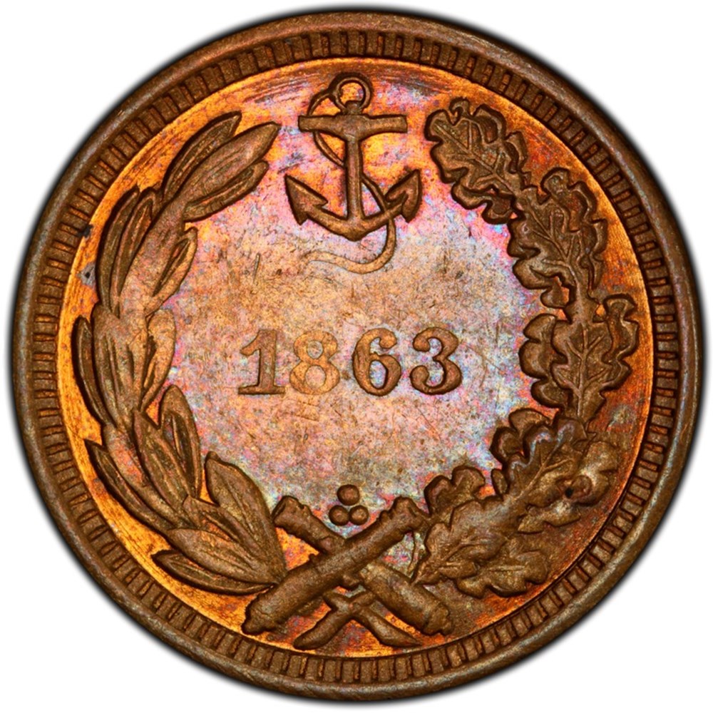 coins exonumia tokens weights united states 1863 bronze patriotic civil war token our little monitor type