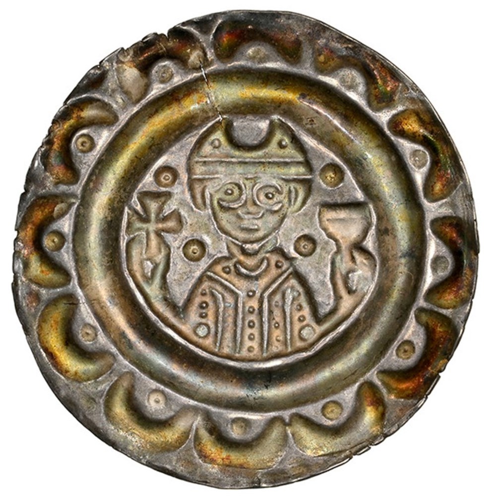 German States (Augsburg): ca. 1184-1202 silver bracteate of Bishop Udalschalk von Eschenlohe 3 coins european medieval to german states augsburg ca 1184 1202 silver bracteate of bishop udalschalk von eschenlohe