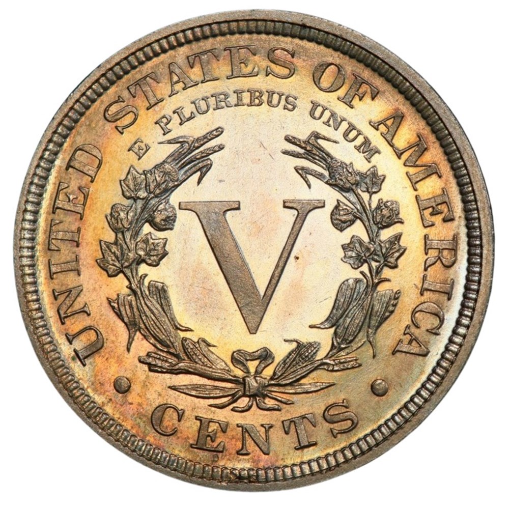 United States: 1896 copper-nickel proof 5-cents, Liberty Head type 4 coins united states 1896 copper nickel proof 5 cents liberty head type