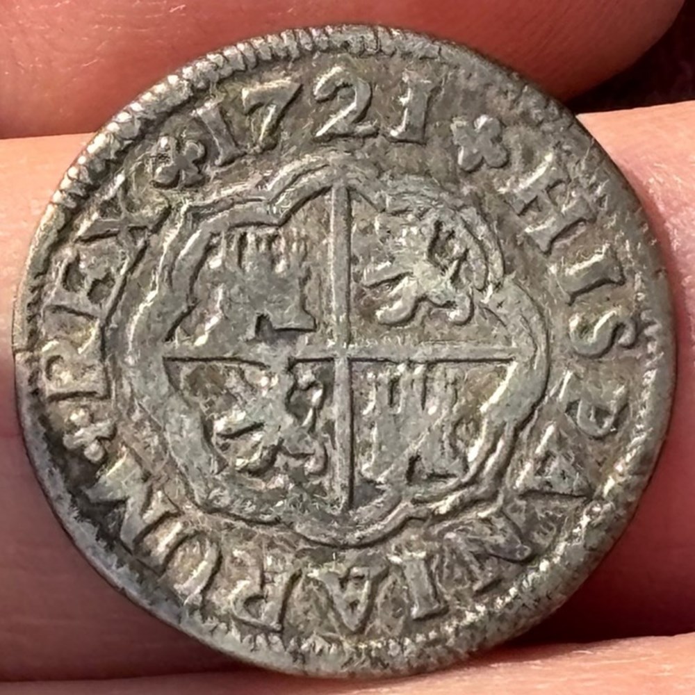 Spain: 1721-J silver real of Philip V, Seville mint 3 coins spain 1721 j silver real of philip v seville mint