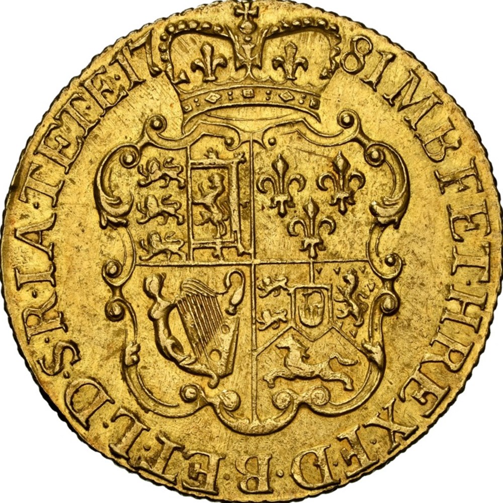 Great Britain: 1781 gold "Rose" type guinea of George III 4 coins world united kingdom great britain 1781 gold rose type guinea of george iii