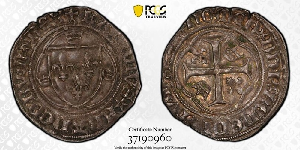 France: silver blanc of Charles VI ("The Mad"), ca. 1380-1422, Paris mint 2 coins european medieval to royal france silver blanc of charles vi the mad ca 1380 1422 paris mint