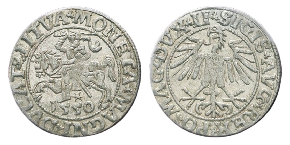 Lithuania: 1550 silver half-grosz of Sigismund II Augustus of Poland, Vilnius mint 3 coins european medieval to other lithuania 1550 silver half grosz of sigismund ii augustus of poland vilnius mint