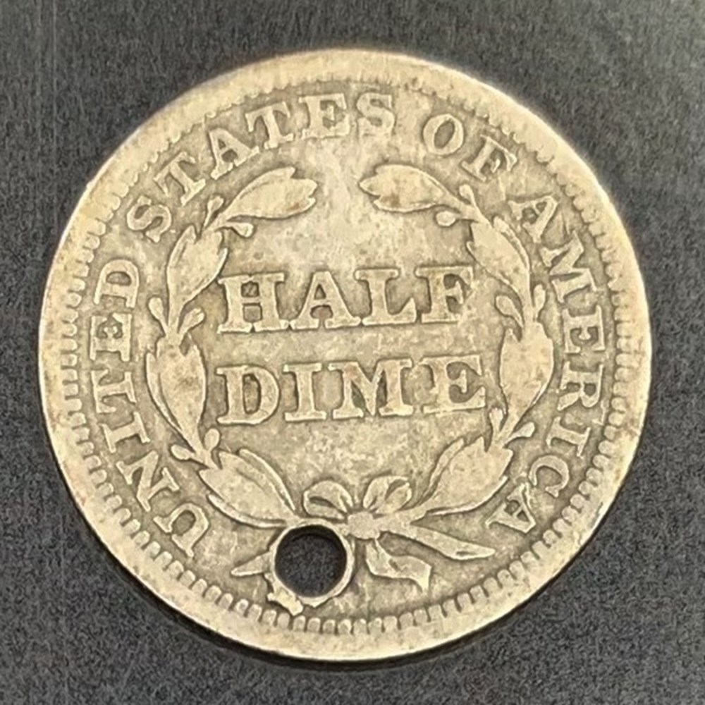 USA: 1853 (arrows) Seated Liberty half dime, holed 4 coins world united states usa 1853 arrows seated liberty half dime holed