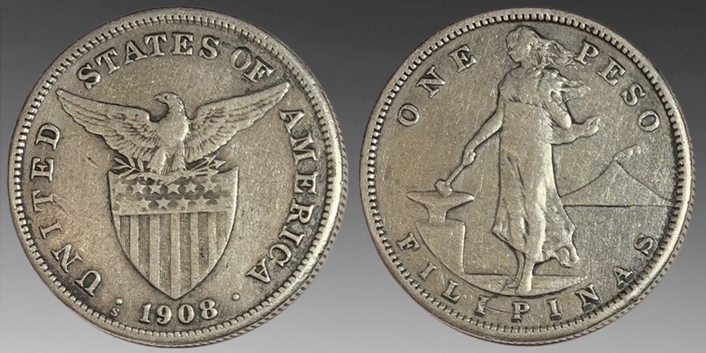 Philippines (US Administration): silver peso, 1908-S coins world philippines us administration silver peso 1908 s