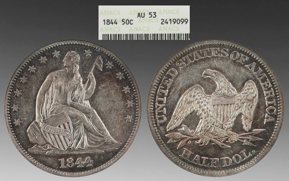 United States: 1844 silver Seated Liberty half dollar coins world united states 1844 silver seated liberty half dollar