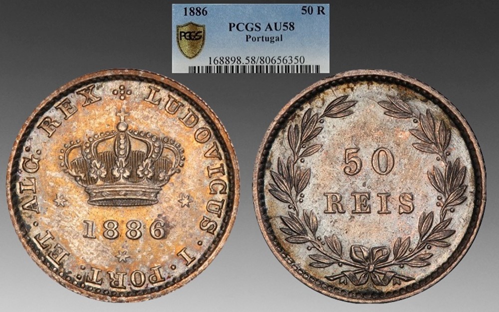 Portugal: silver 50-reis of Luis I, 1886 coins world portugal silver 50 reis of luis i 1886