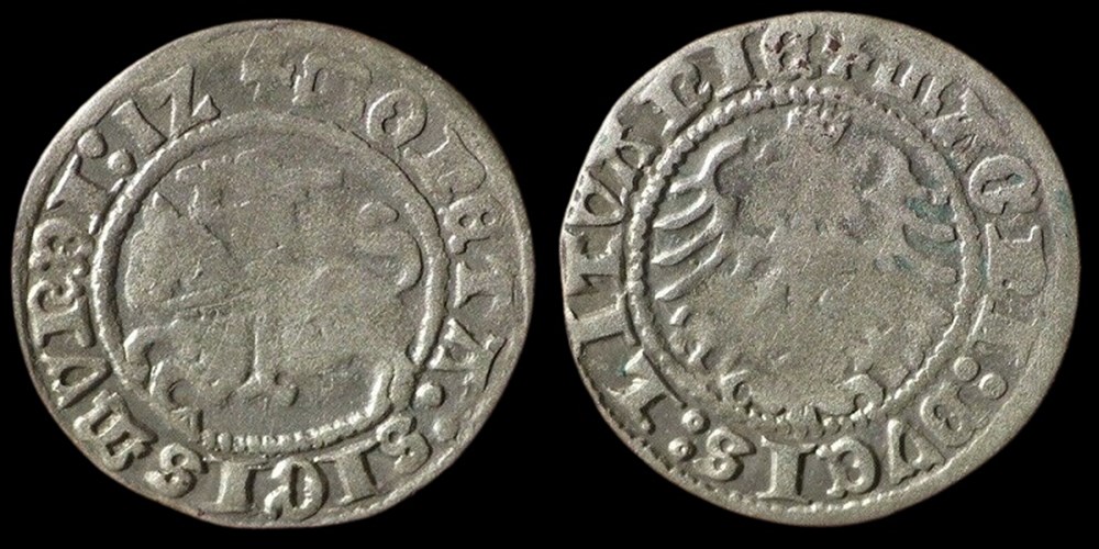 Lithuania: silver half-grosz of Sigismund the Old of Poland, 1512 2 coins european medieval to other lithuania silver half grosz of sigismund the old of poland 1512