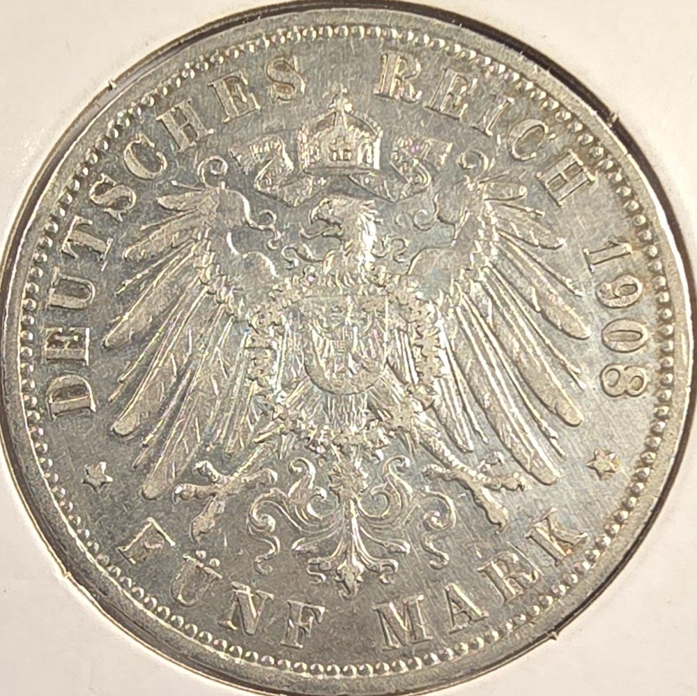 German States (Prussia) - 5 Marks, 1908 3 coins world germany german states prussia 5 marks 1908