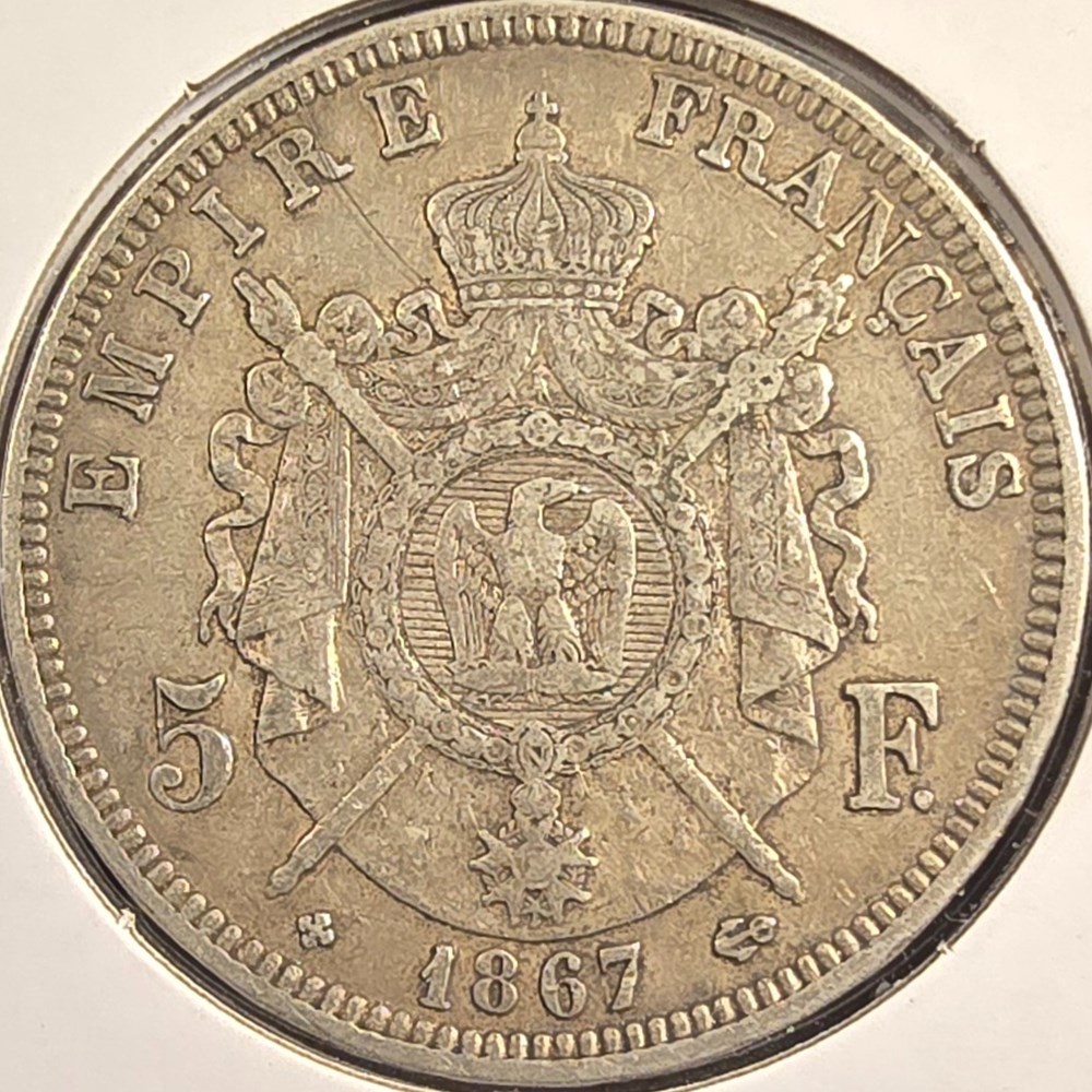 France - 5 Francs, 1867 3 coins world france 5 francs 1867