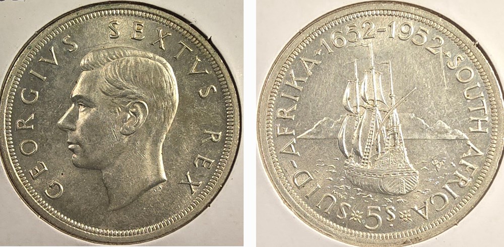 coins world south africa 5 shillings 1952
