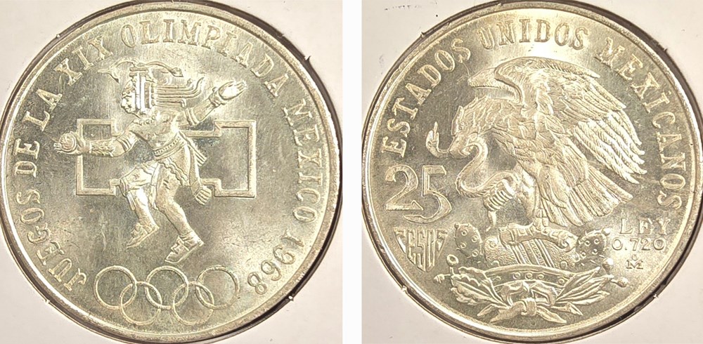coins world mexico 25 pesos 1968