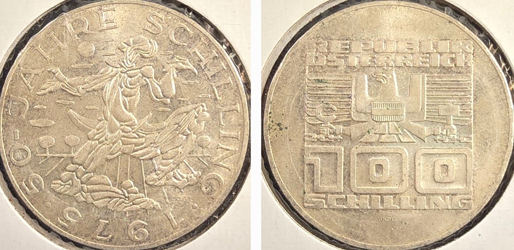 Austria - 100 Shillings, 1975 coins world austria 100 shillings 1975