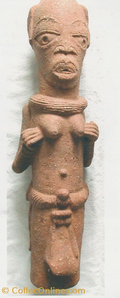 Personnage féminin debout terre cuite NOK art antiquites africain personnage feminin debout terre cuite nok