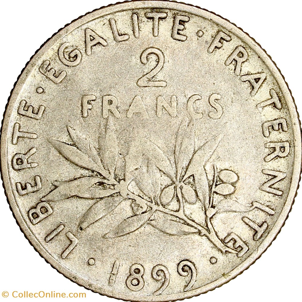 2 francs Semeuse, IIIe République, 1899 monnaies monde france 2 francs semeuse iiie republique 1899