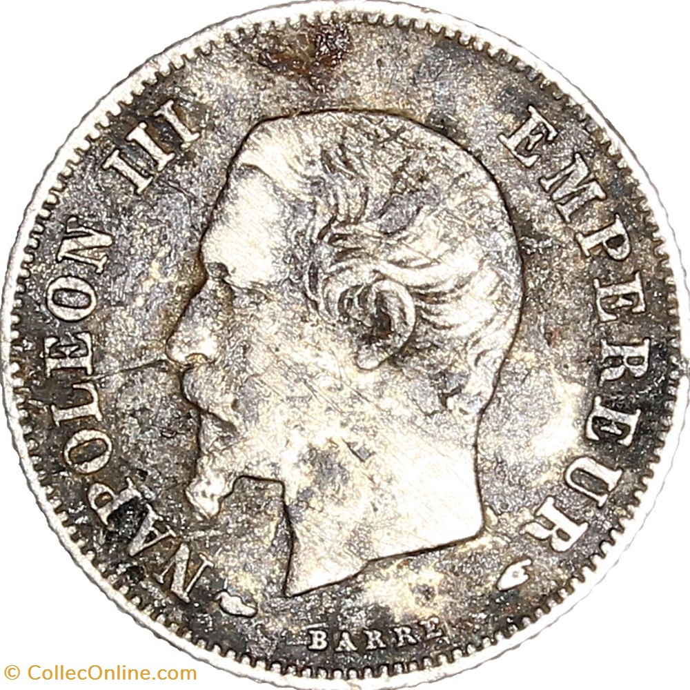 20 centimes, tête nue, Napoléon III, 1855, Paris monnaies monde france 20 centimes tete nue napoleon iii 1855 paris